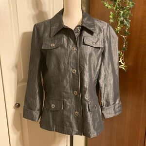 Westbound Shiny Black Denim button down jacket size medium